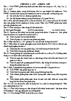 Bài tập ôn tập môn Hóa học Lớp 8 - Chương 4: Oxi. Không khí (Tiếp)