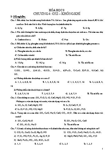 Bài tập ôn tập môn Hóa học Lớp 8 - Chương 4: Oxi. Không khí