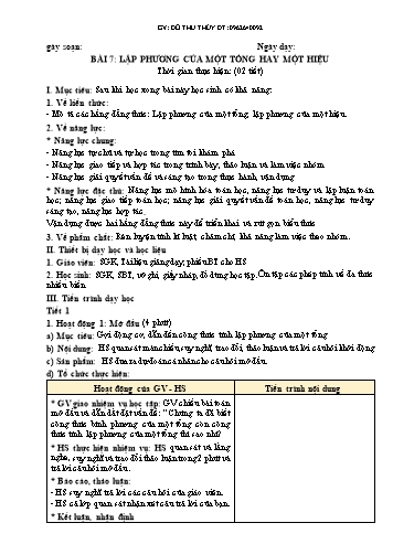 [Giáo án + Bài giảng] Toán 8 Sách KNTT - Bài 7: Lập phương của một tổng hay một hiệu (2 tiết) - Đỗ Thu Thủy