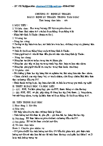 [Giáo án + Bài giảng] Toán 8 Sách KNTT - Chương IV, Bài 15: Định lý Thales trong tam giác - Vũ Thị Ngọc Mai