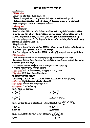 Giáo án Đại số 8 Sách KNTT - Tiết 47: Luyện tập chung