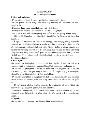 Giáo án GDCD Lớp 7 - Bài 15: Bảo vệ di sản văn hóa