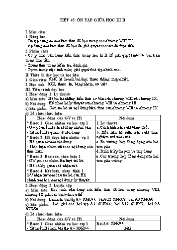 Giáo án Hình học 8 Sách KNTT - Tiết 45: ôn tập giữa học kì II