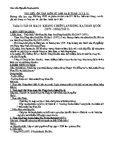 Giáo án Lịch sử Lớp 8 - Tiết 38+39, Bài 25: Kháng chiến lan rộng ra toàn quốc (1873-1884) - Nguyễn Thị Quỳnh Dư