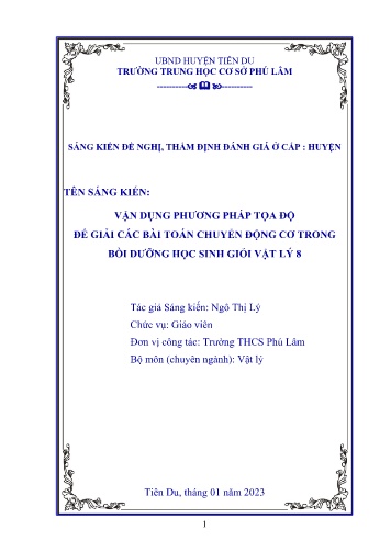 SKKN Vận dụng phương pháp tọa độ để giải các bài toán chuyển động cơ trong Bồi dưỡng học sinh giỏi Vật Lý 8