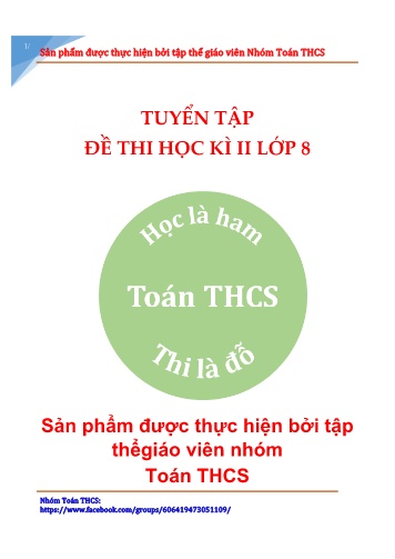 Tuyển tập 15 Đề thi học kì II môn Toán Lớp 8 (Có đáp án)