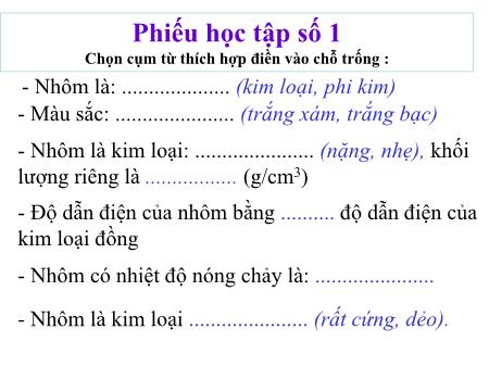 Bài giảng Hóa học Lớp 9 - Bài 18: Nhôm