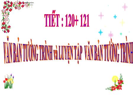 Bài giảng Ngữ văn Lớp 8 - Tiết 120+121, Bài 31: Văn bản tường trình. Luyện tập văn bản tường trình