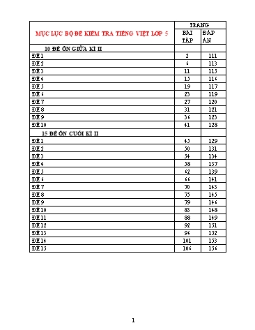 25 Đề ôn môn Tiếng Việt Lớp 5 kì II (Có đáp án)