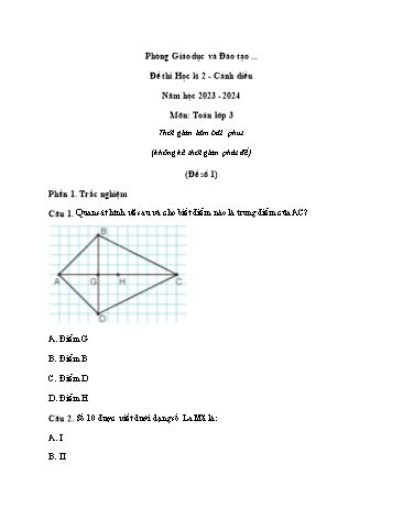 4 Đề thi học kì 2 môn Toán Lớp 3 sách Cánh Diều (Có đáp án)