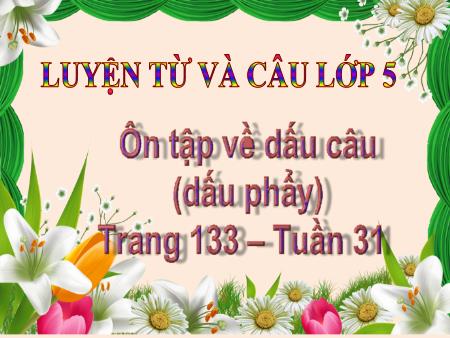 Bài giảng Tiếng Việt 5 - Tuần 31 - Luyện từ và câu: Ôn tập về dấu câu (dấu phẩy) - Trang 133