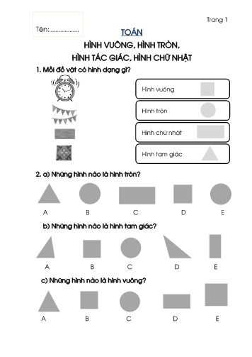 Bài tập bổ trợ Toán 1