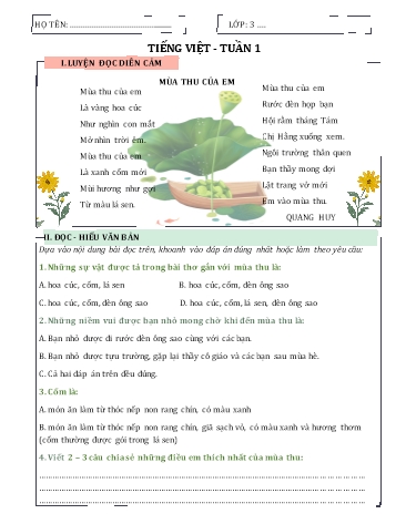 Bài tập cuối tuần Tiếng Việt 3 (Kết nối tri thức) - Chương trình cả năm Bài tập cuối tuần Tiếng Việt 3 (Kết nối tri thức) - Chương trình cả năm