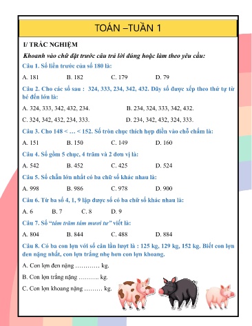 Bài tập cuối tuần Toán 3 (Kết nối tri thức) - Chương trình cả năm Bài tập cuối tuần Toán 3 (Kết nối tri thức) - Chương trình cả năm