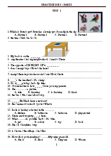 Bài tập IOE Tiếng Anh 3 - Part 2 Bài tập IOE Tiếng Anh 3 - Part 2