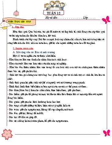 Bài tập môn Tiếng Việt Lớp 5 tuần 12