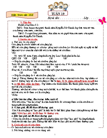 Bài tập ôn tập môn Tiếng Việt Lớp 5 - Tuần 19