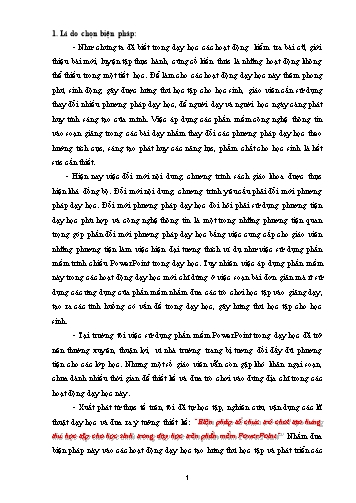 Báo cáo Biện pháp Tổ chức trò chơi tạo hứng thú học tập cho học sinh trong dạy học trên phần mềm PowerPoint