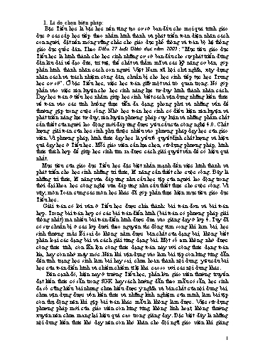 Báo cáo Một số biện pháp nâng cao chất lượng dạy học giải Toán điển hình cho học sinh Lớp 4