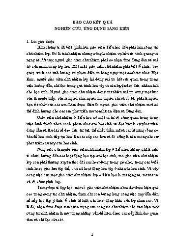Báo cáo Sáng kiến Giáo dục học sinh Tiểu học qua công tác chủ nhiệm Lớp Báo cáo Sáng kiến Giáo dục học sinh Tiểu học qua công tác chủ nhiệm Lớp