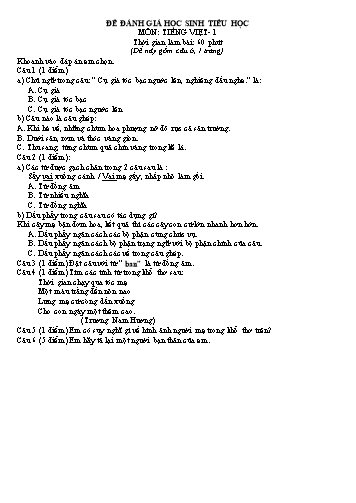 Bộ đề đánh giá học sinh Tiểu học các môn (Có đáp án)