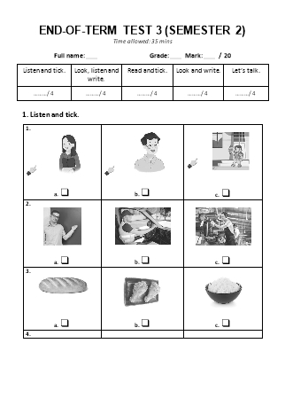 Đề học kỳ II môn Tiếng Anh 3 End-of-term Test 3 (Semester 2) (Có đáp án + File nghe)