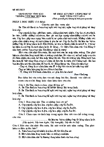 Đề khảo sát chất lượng cuối học kì I môn Tiếng Việt Lớp 5 - Năm học 2024-2025 - Trường Tiểu học Hiệp Hòa (Có đáp án)