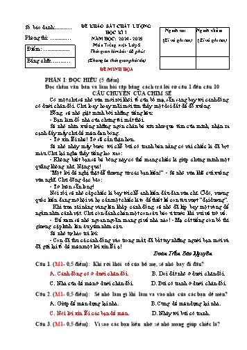 Đề khảo sát chất lượng học kì I môn Tiếng Việt  5 - Năm học 2024-2025 (Có đáp án)