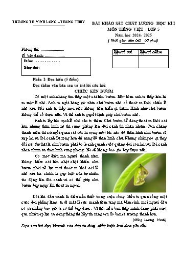 Đề khảo sát chất lượng học kì I môn Tiếng Việt Lớp 5 - Năm học 2024-2025 - Trường Tiểu học Vĩnh Long - Thắng Thủy (Có đáp án)