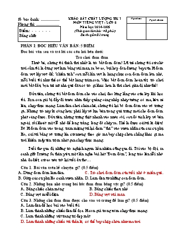 Đề khảo sát chất lượng học kì I Tiếng Việt 5 - Năm học 2024-2025 (Có đáp án)