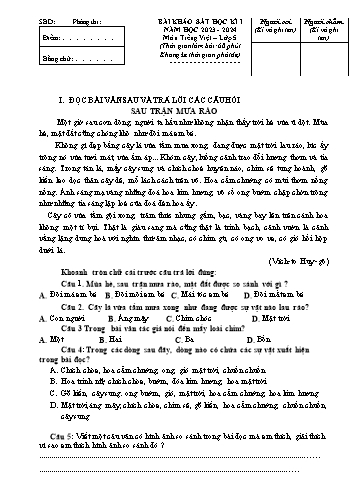 Đề khảo sát học kì I môn Tiếng Việt Lớp 5 - Năm học 2023-2024 (Có đáp án)