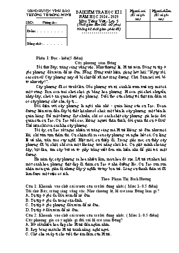 Đề kiểm tra học kì I môn Tiếng Việt Lớp 5 - Năm học 2024-2025 - Trường Tiểu học Đồng Minh (Có đáp án)