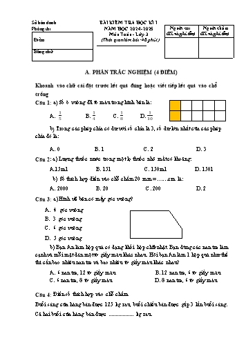 Đề kiểm tra học kì I môn Toán 3 - Năm học 2024-2025 - (Có đáp án)