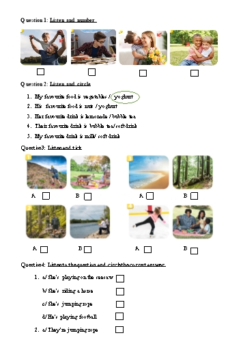 Đề kiểm tra Tiếng Anh Lớp 4 (Có đáp án)