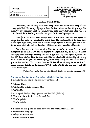 Đề ôn tập cuối năm môn Tiếng Việt 2 (Có đáp án)