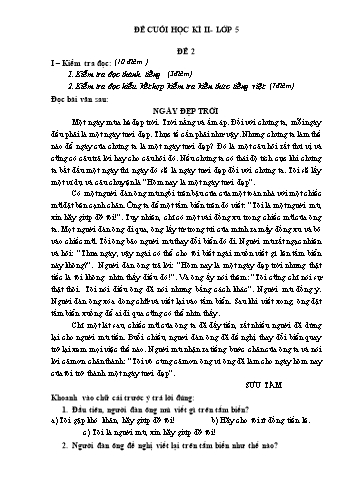 Đề thi cuối học kì II môn Tiếng Việt Lớp 5 - Đề 2