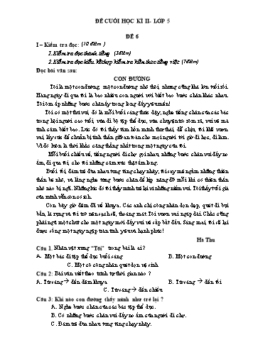 Đề thi cuối học kì II môn Tiếng Việt Lớp 5 - Đề 6