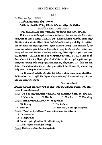 Đề thi cuối học kì II môn Tiếng Việt Lớp 5 - Đề 7