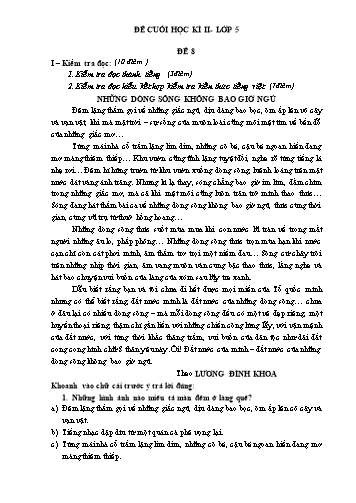 Đề thi cuối học kì II môn Tiếng Việt Lớp 5 - Đề 8