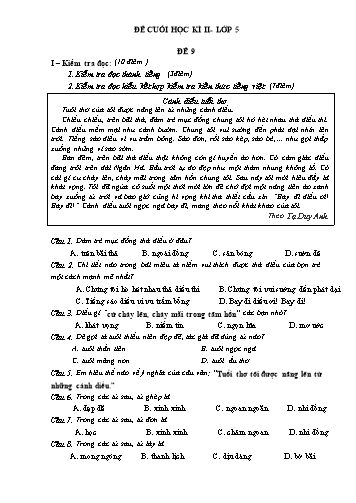 Đề thi cuối học kì II môn Tiếng Việt Lớp 5 - Đề 9