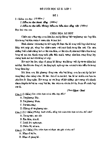 Đề thi cuối học kì II môn Tiếng Việt Lớp 5