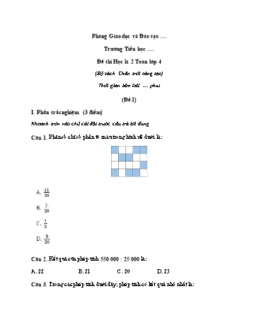 Đề thi học kì 2 môn Toán Lớp 4 Sách Chân trời sáng tạo (Có đáp án)