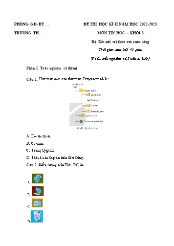 Đề thi học kì II môn Tin học Lớp 3 Sách Kết nối tri thức - Năm học 2022-2023 (Có đáp án)