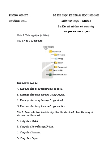 Đề thi học kì II Tin học Lớp 3 Sách Kết nối tri thức - Năm học 2022-2023