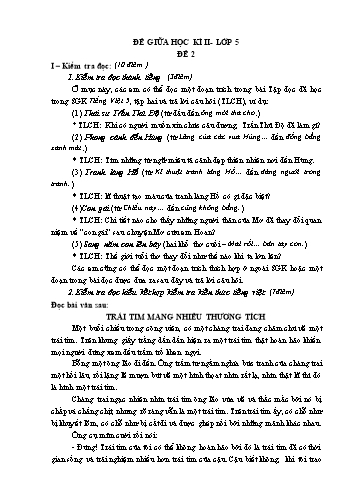 Đề thi tra giữa học kì II môn Tiếng Việt 5 - Đề 2