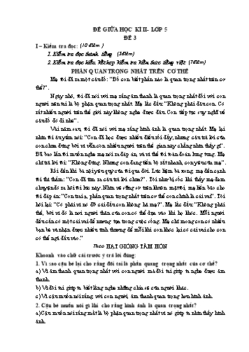 Đề thi tra giữa học kì II môn Tiếng Việt 5 - Đề 3