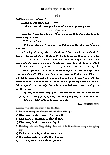 Đề thi tra giữa học kì II môn Tiếng Việt 5 - Đề 5