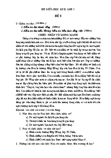 Đề thi tra giữa học kì II môn Tiếng Việt 5 - Đề số 8