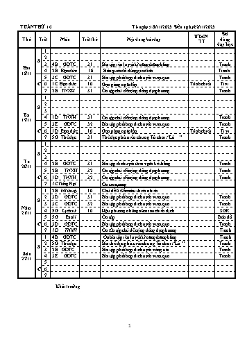 Kế hoạch bài dạy các môn khối Tiểu học - Tuần 16 - Năm học 2023-2024