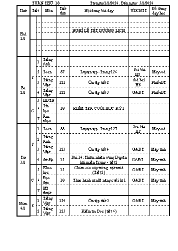 Kế hoạch bài dạy các môn Lớp 4 - Tuần 18